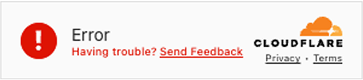 Old widget design showing an error state with a 'Having trouble? Send Feedback' call to action
